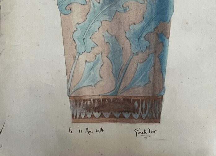 Antique Architecture Original Drawing Architecture, Vase signed image 5