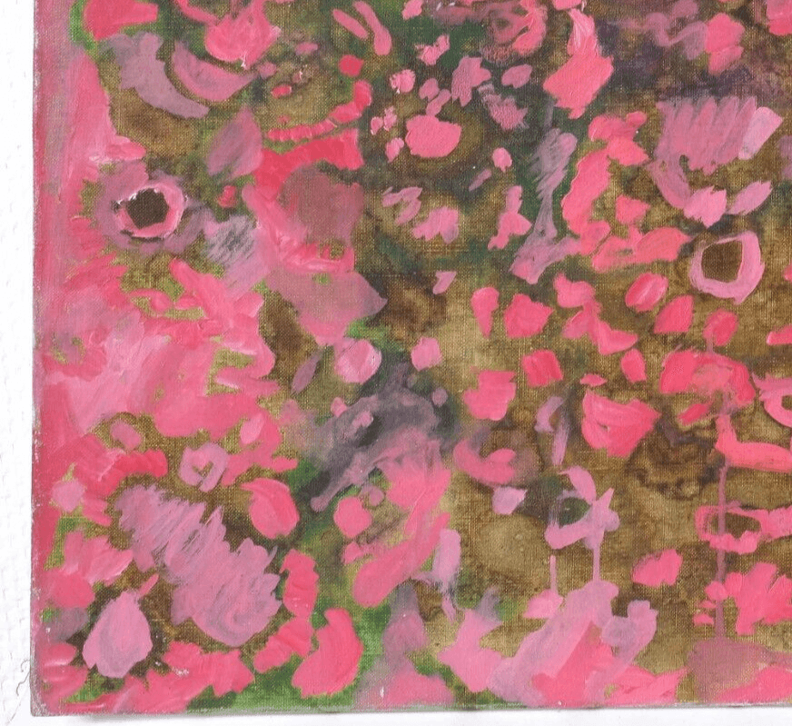 Antique Original Painting Pink Abstraction 1973 Organismes Microscopique image 5