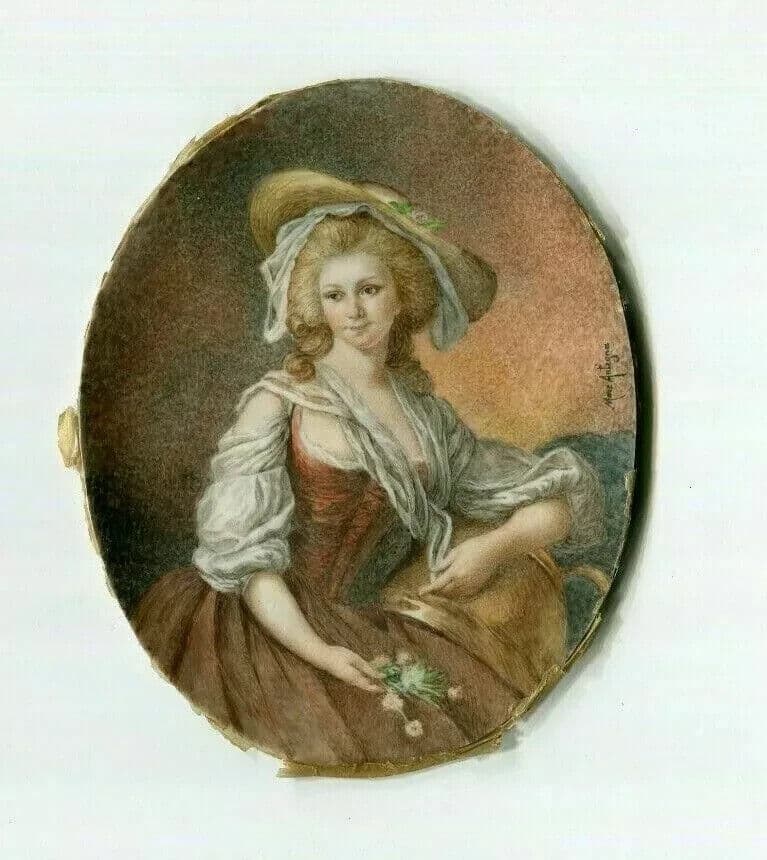 Antique Miniature Painting Original signed Marc ANTIGNA (XIX-XX) Woman Portrait image 1