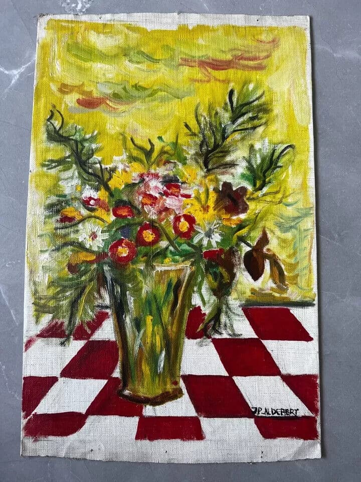 Antique Original Oil Painting Signed Still Life Flowers Bouquet Floral image 5