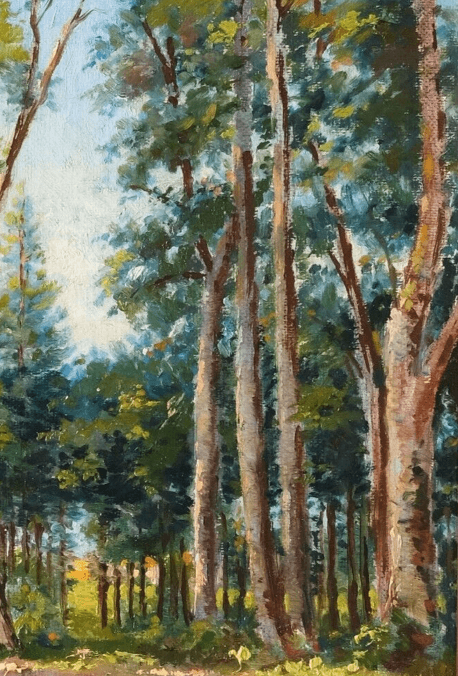Antique Original Painting Landscape, Forest, Trees signed image 2