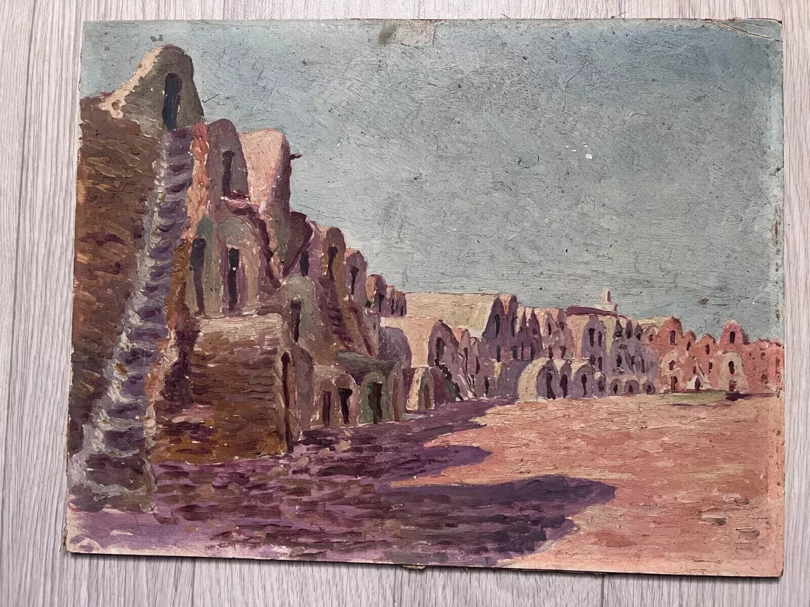 Antique Old Original Orientalist Painting Landscape image 5