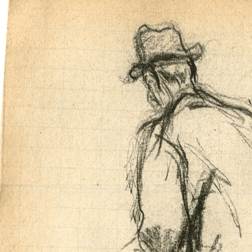 Vintage Art Nouveau Original Pencil Drawing Man Portrait image 2
