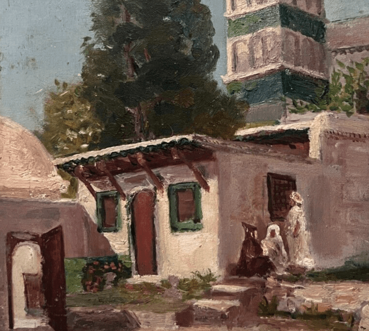 Antique Oil Painting Original Landscape, Mosque Sid Abdel Rahman, Alger image 5