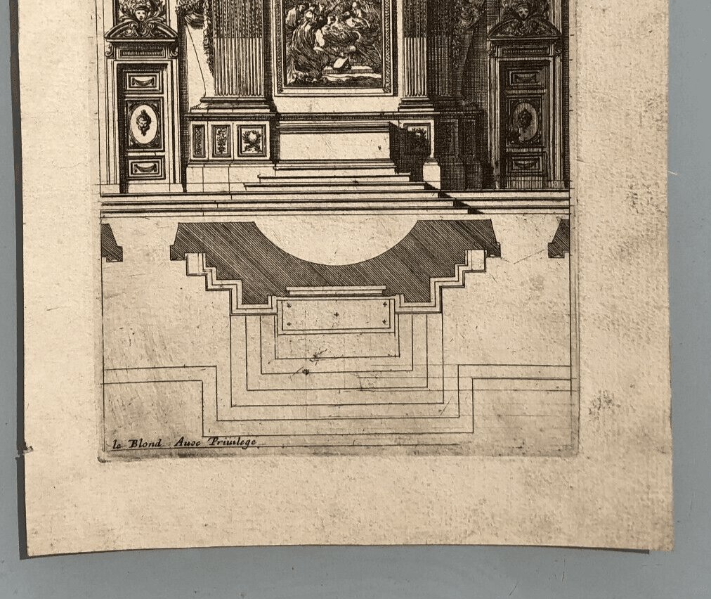 Vintage Etching Original Architecture Jean Baptiste LE BLOND (1679-1719) image 6