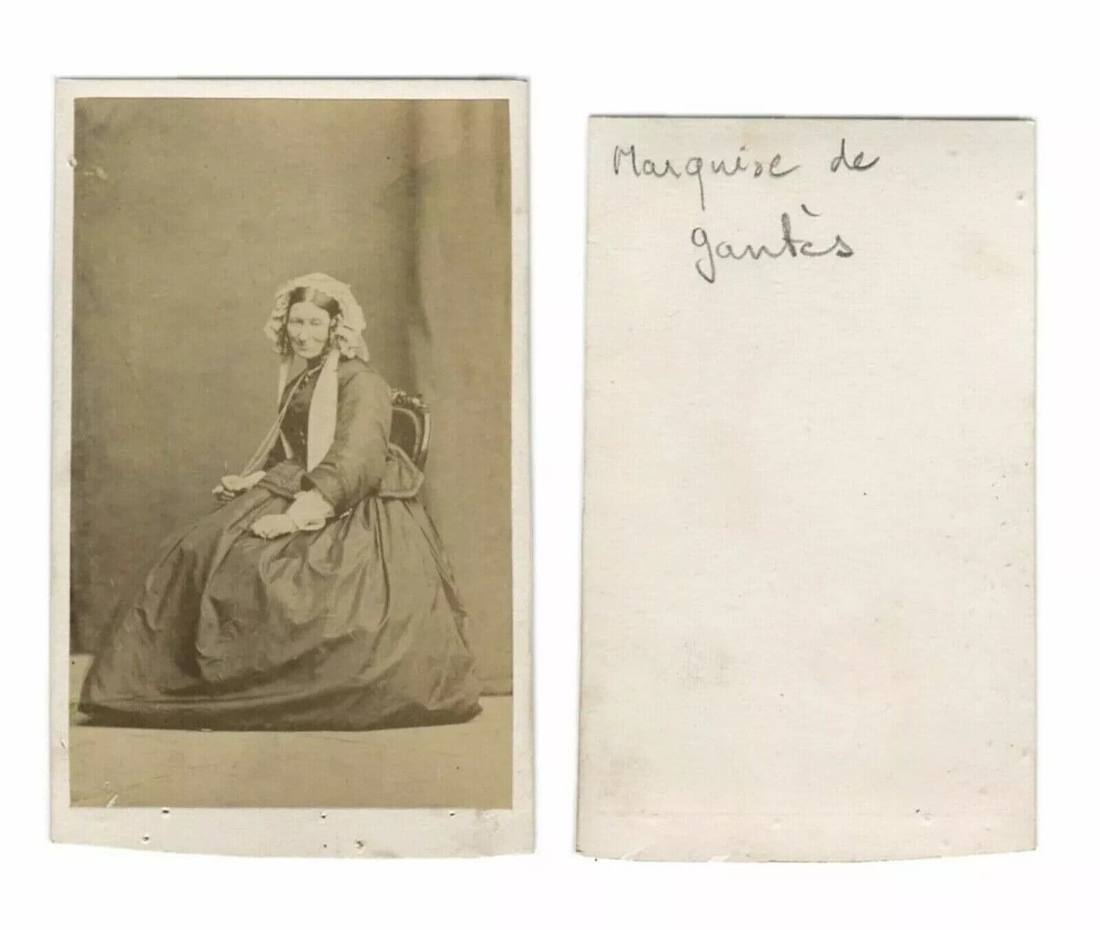 CDV Vintage Photographs - Marquise de Gantes Portrait, Albumen c 1870 image 3