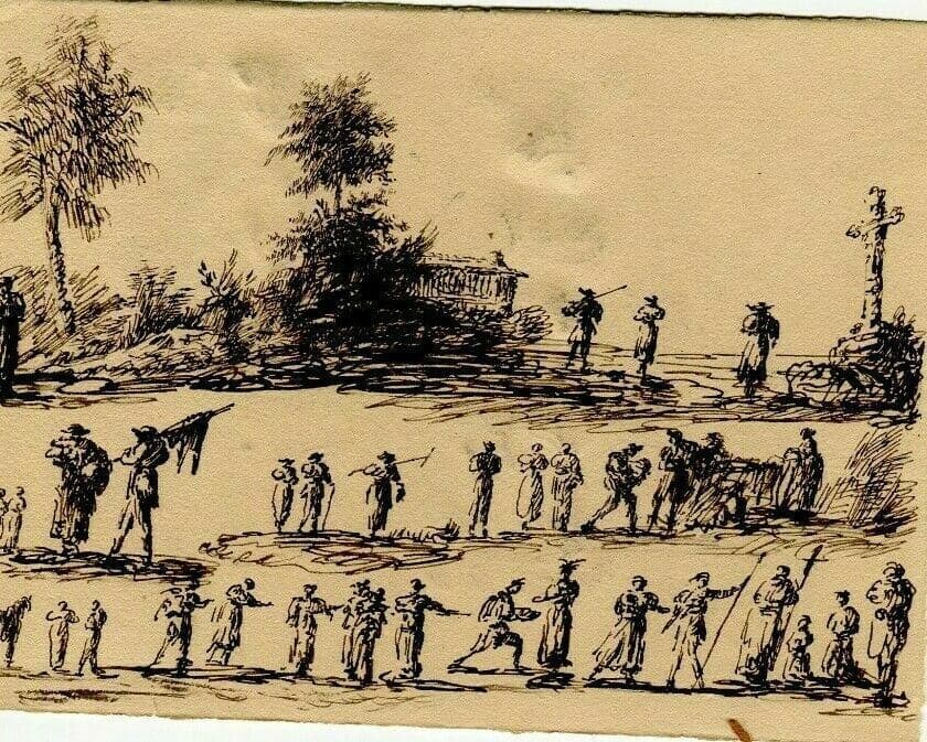 Antique Pencil Drawing Original 19th century Figures, Portraits, Men Artwork image 2