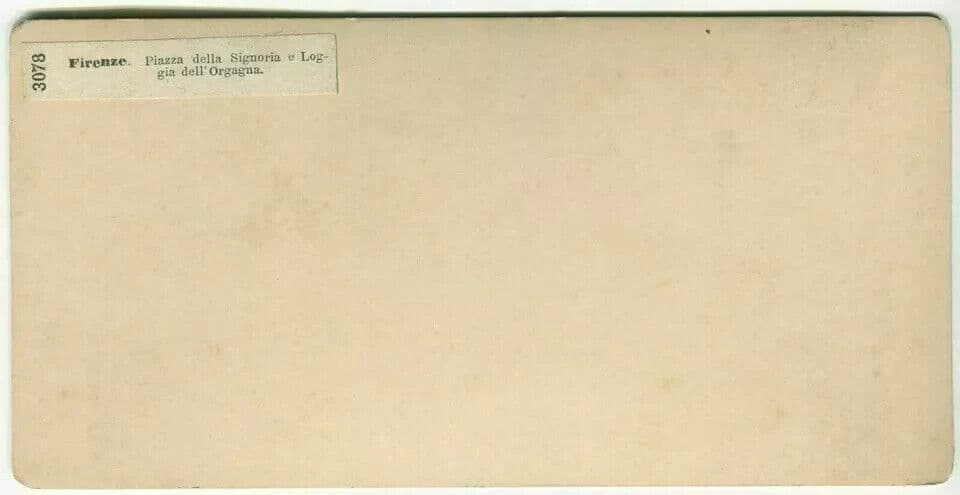 Vintage Stereoview - Giacomo BROGI - Florence Piazza della Signoria c. 1870 image 5