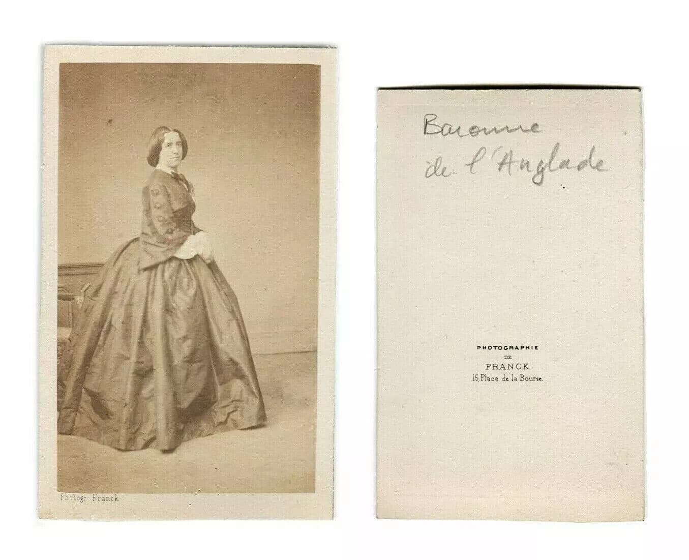 CDV Vintage Photographs FRANCK - Baronne of Anglade c. 1860 image 3