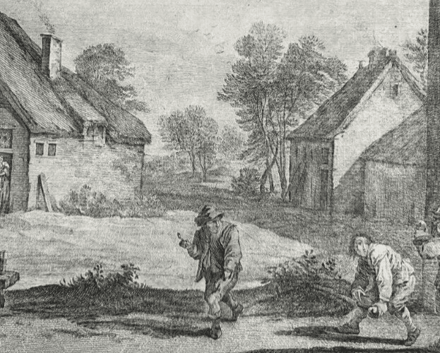 Etching Original David II TENIERS (1610-1690) Landscape, People, House, Village image 4