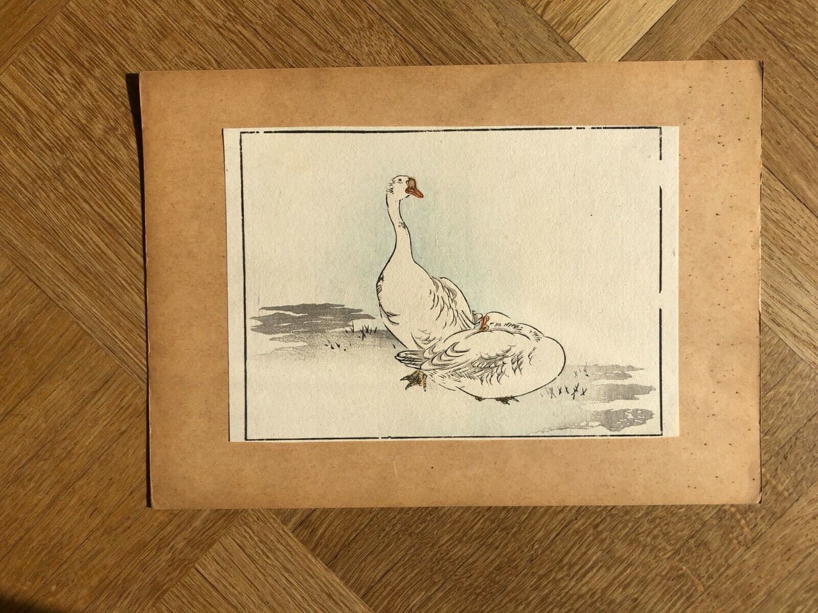 Japanese Antique Goose Animal Woodprint c. 1830 Asian Art Print Ukiyo-e image 2