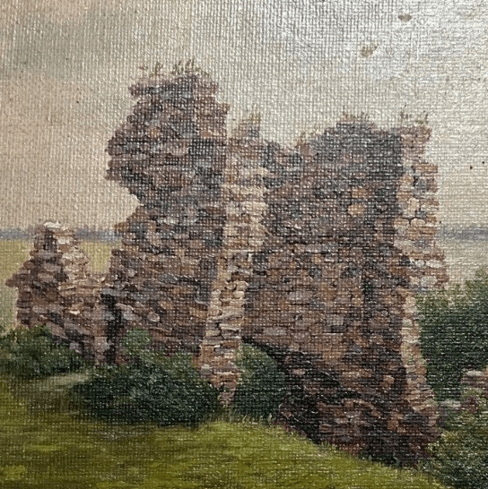 Antique Oil Vintage Original Painting Landscape Ruins image 2