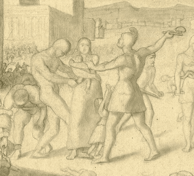 Antique Drawing 19th century Pencil Massacre of the Innocents 1834 Original image 4