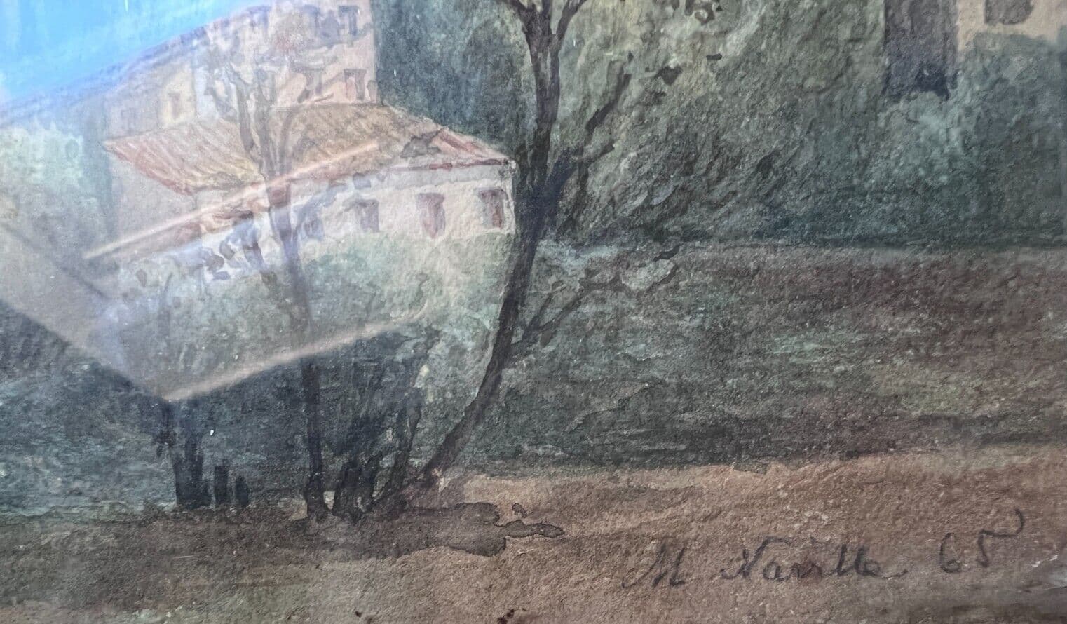 Antique Original Painting signed Italian Landscape, Coliseum image 3