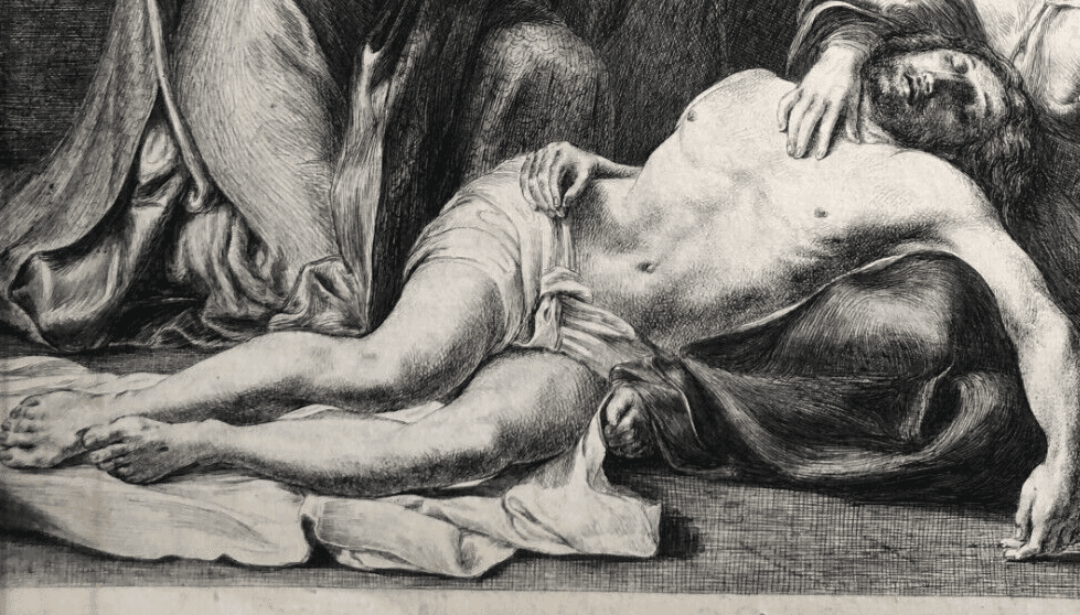 Vintage Etching Vivant DENON (1747-1825) Lamentation over dead Christ Carracci image 2