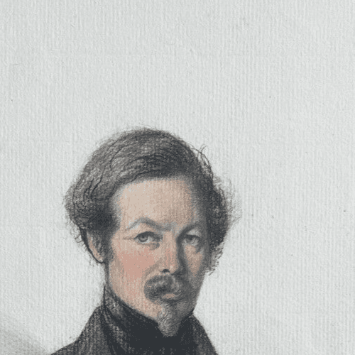 Antique Original Drawing 19th century Man Portrait, Beard image 2