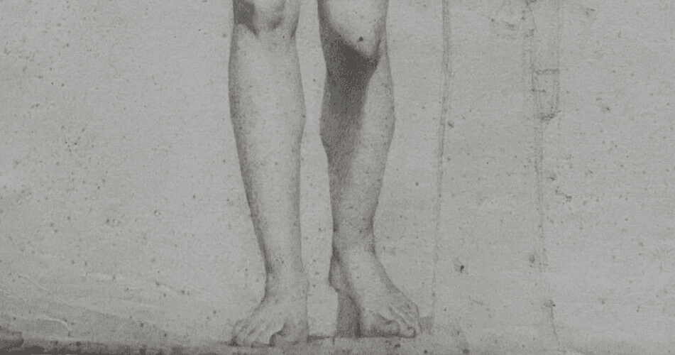 Antique Drawing Original Charcoal Portrait Nude Man Sculpture 19th century image 3