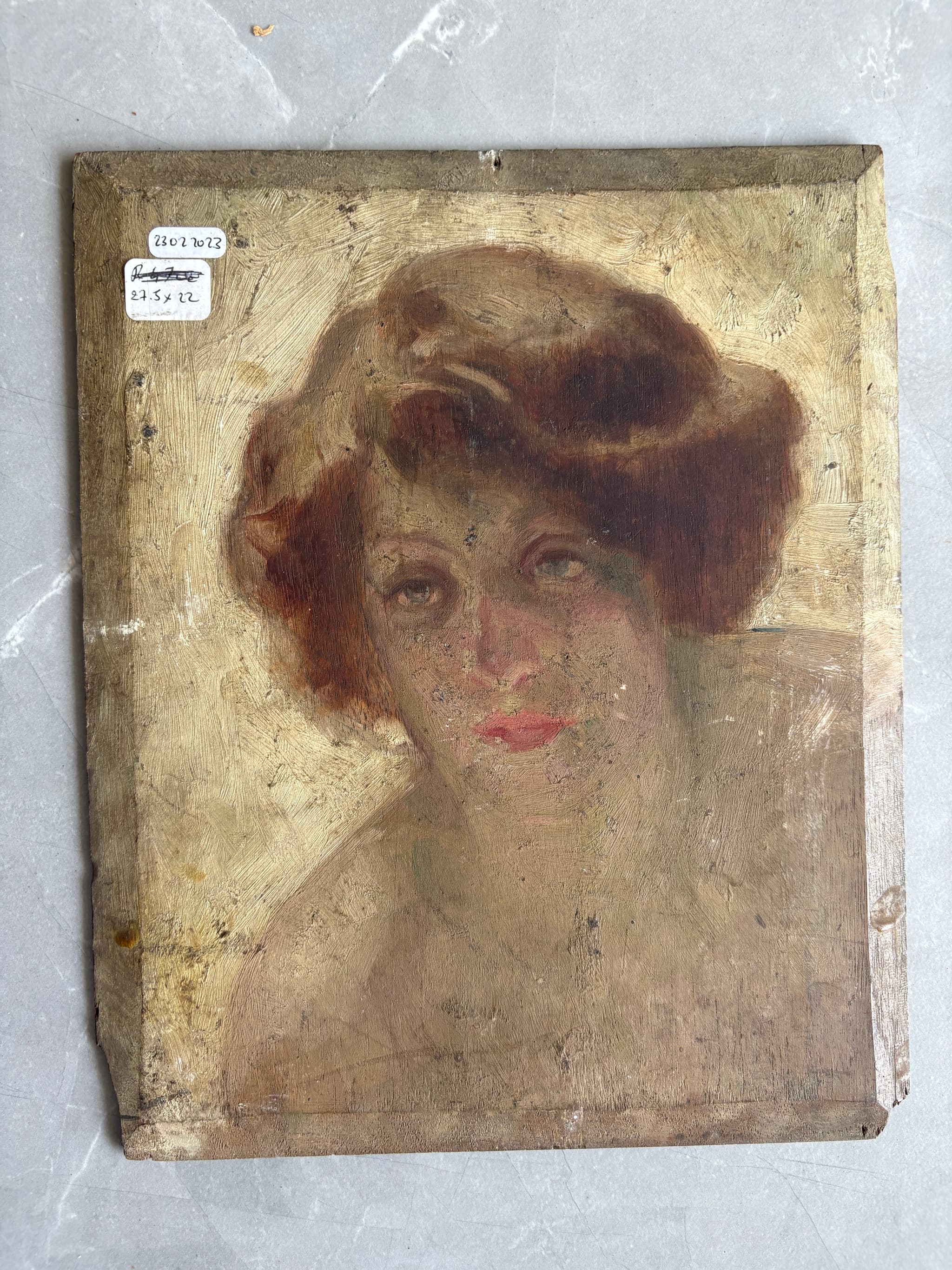 Antique Oil Painting Original signed Woman and Men Portrait Framed image 2