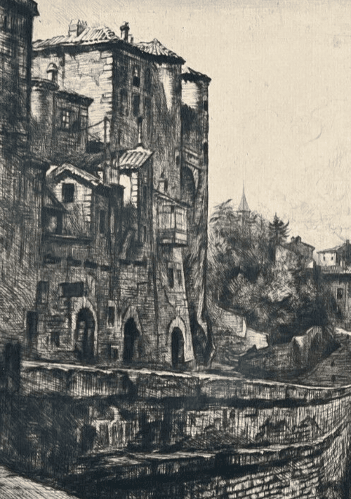 Etching Original Pierre Louis MOREAU (1876-1960) Le Château d'Aubenas (Ardèche) image 3