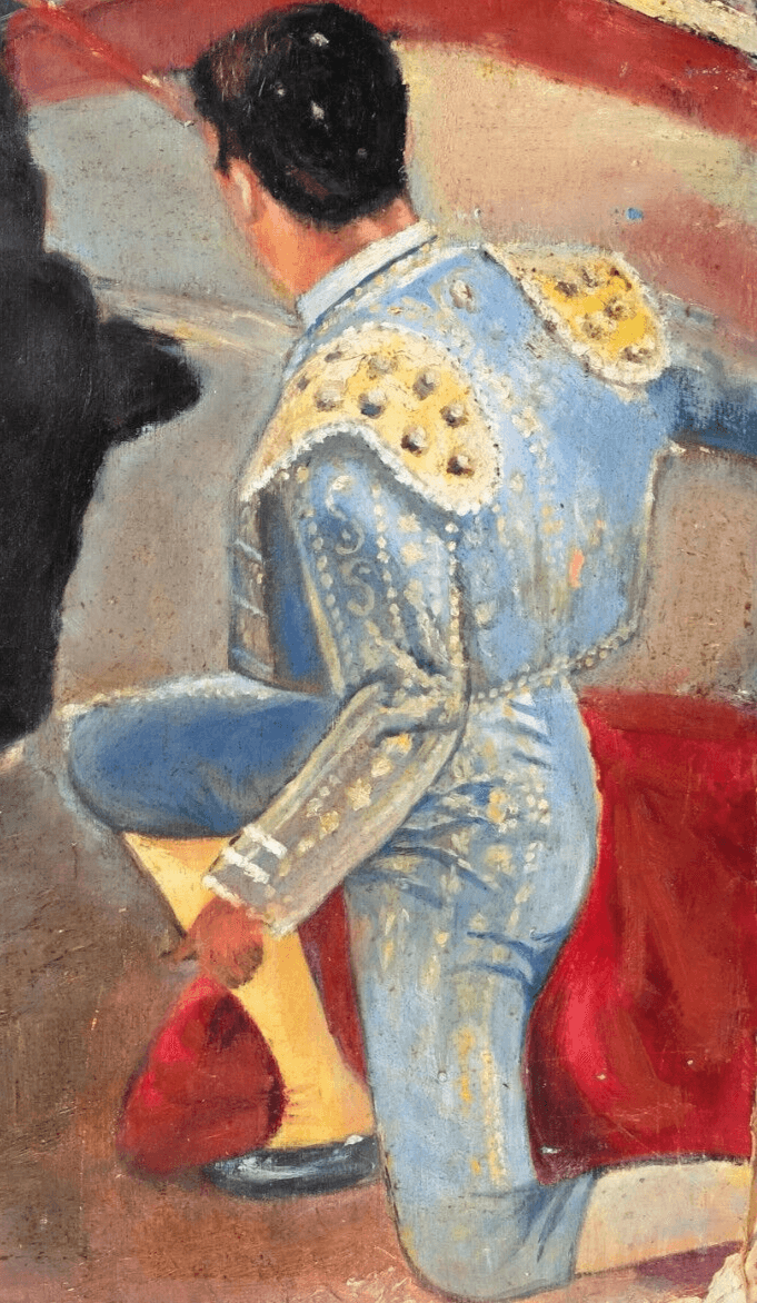 Modern Oil Painting Signed Torrero Man Portrait Corrida image 3