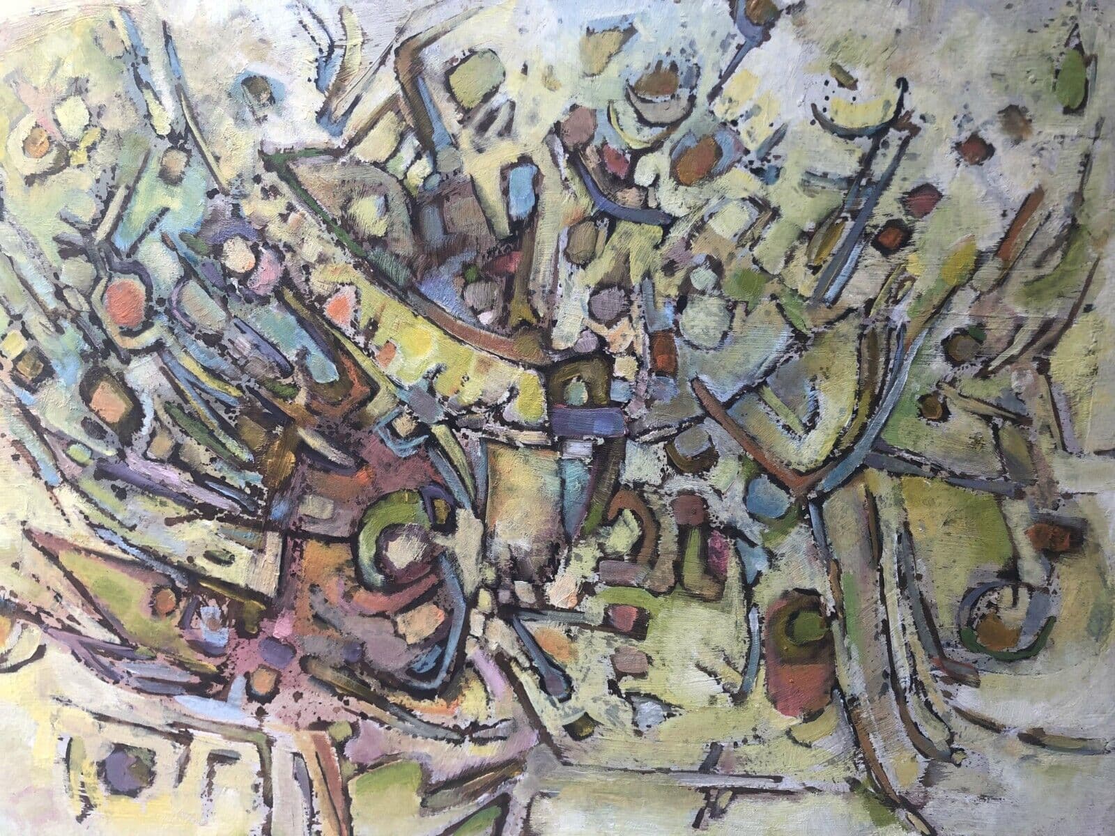 Antique Original Painting Abstraction, Portrait around BISSIÈRE