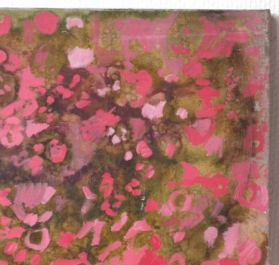 Antique Original Painting Pink Abstraction 1973 Organismes Microscopique image 4