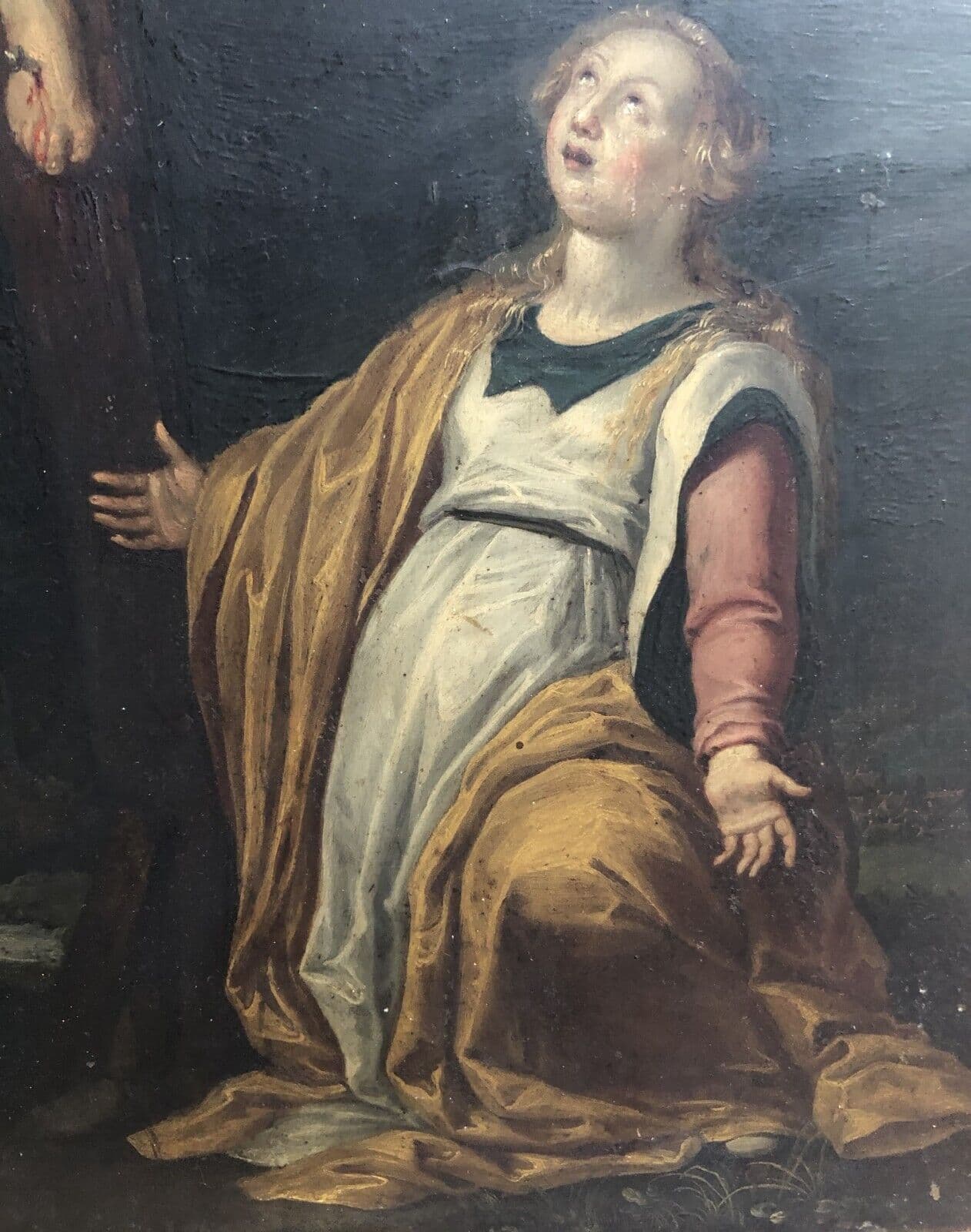 Antique Oil Painting Original 17th century The Christ & Mary Magdalene c. 1630 image 3