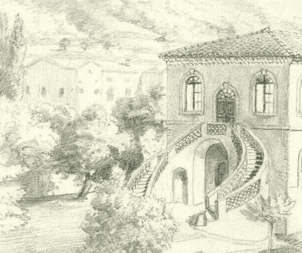 Antique Pencil Drawing Landscape, Silature in the Gard Artwork image 3