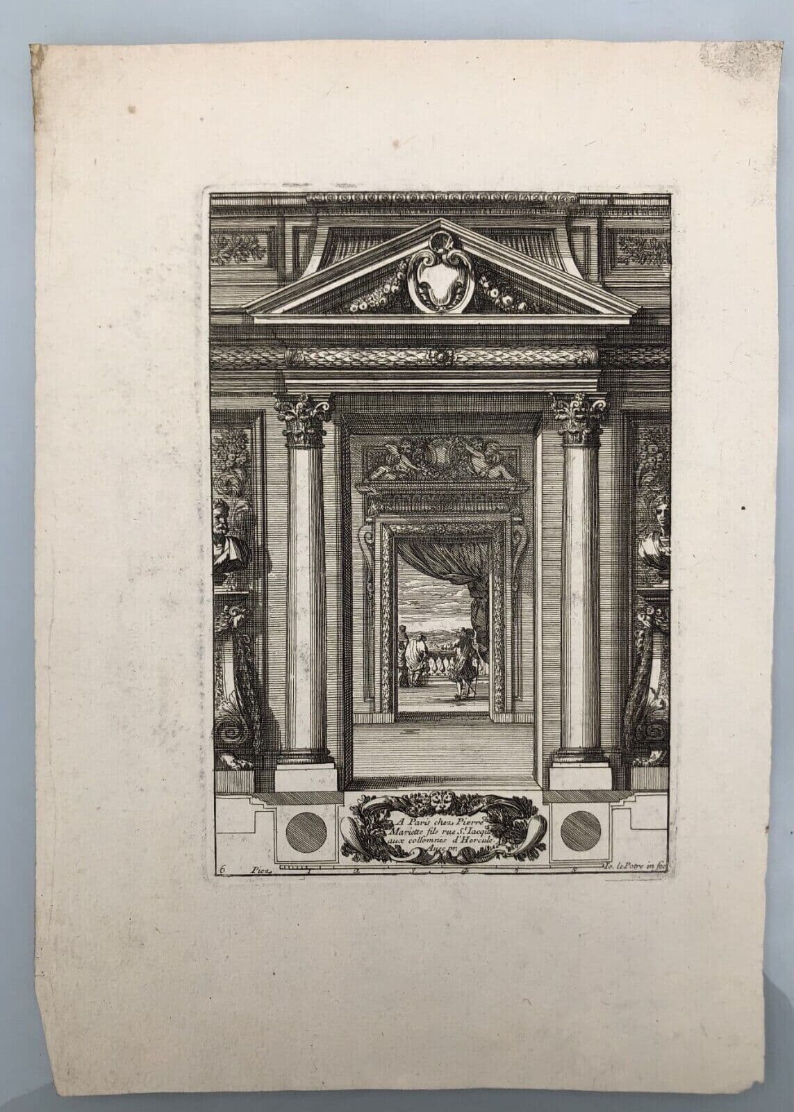 Antique Original Pierre Jean MARIETTE (1694-1774) Doors Fire Places x7 Etching image 4