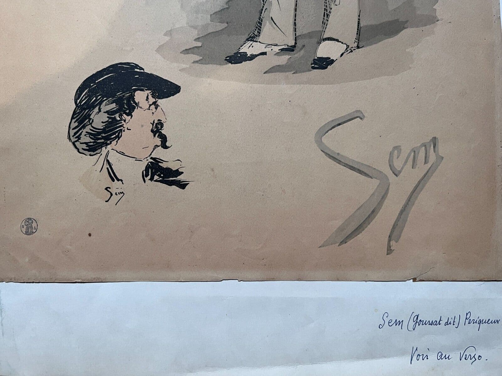 SEM (1863-1934) Man with Painting, People Portraits Drawing image 2