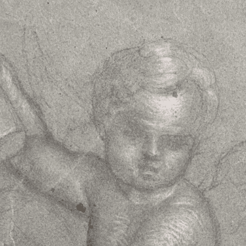 Original Antique Pencil 18th century Drawing Nude Angel Artwork image 2