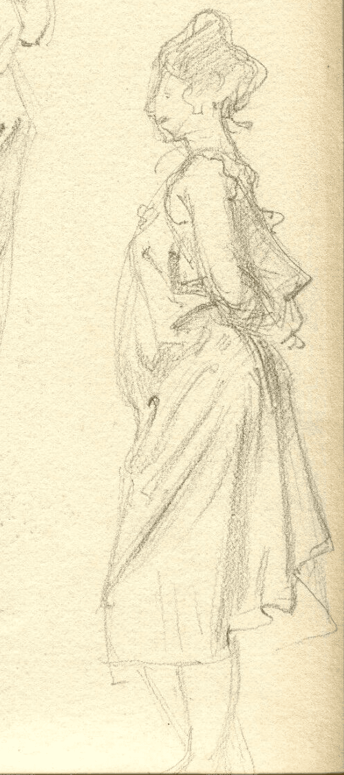 Vintage Pencil Original Drawing Woman Figures, Portrait image 3
