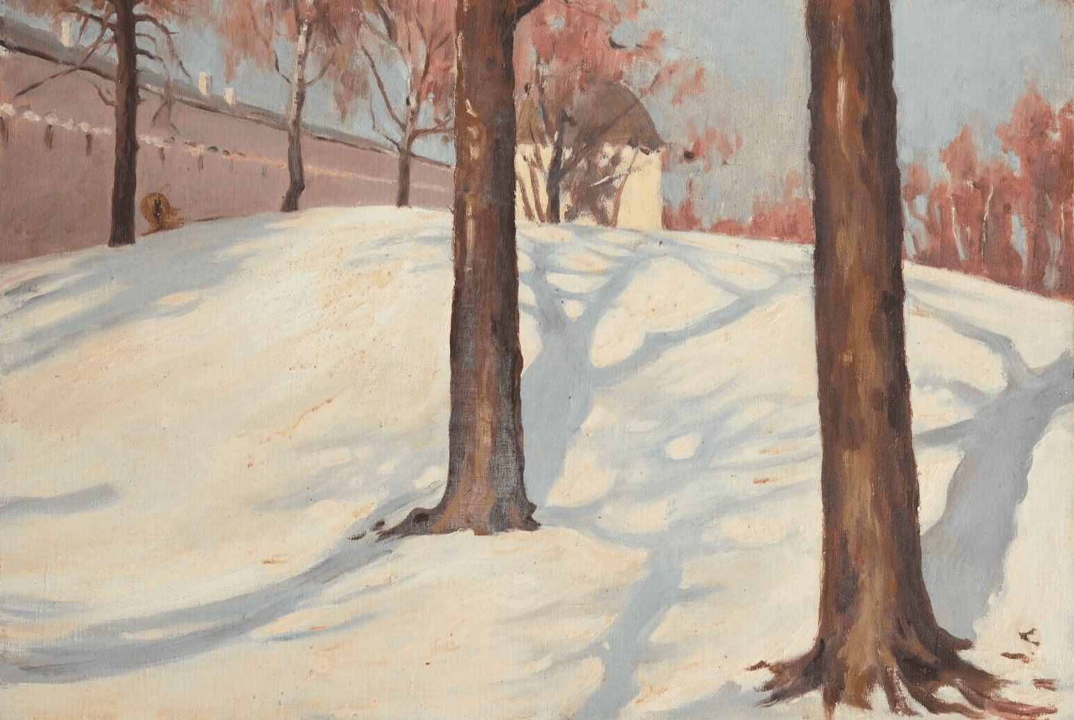 Antique Painting Original Winter Landscape Michail GUERMACHEFF (1867-1930) image 1