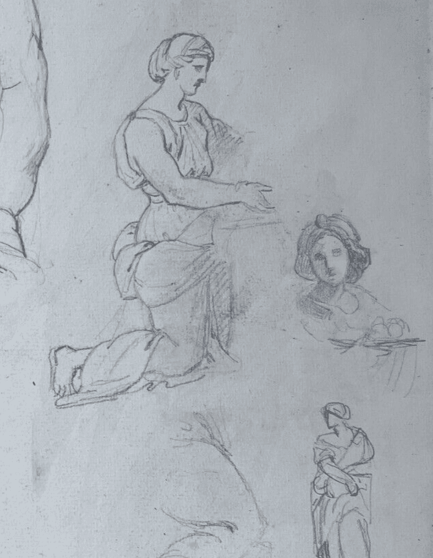 Antique Original Drawing 19th century People Family Portraits Sketches image 2
