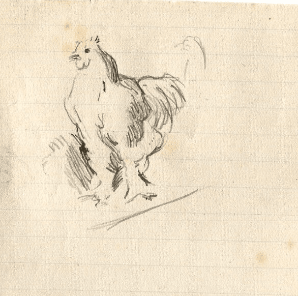 Antique Ink Drawing Original Hen, Animals, Farm image 1
