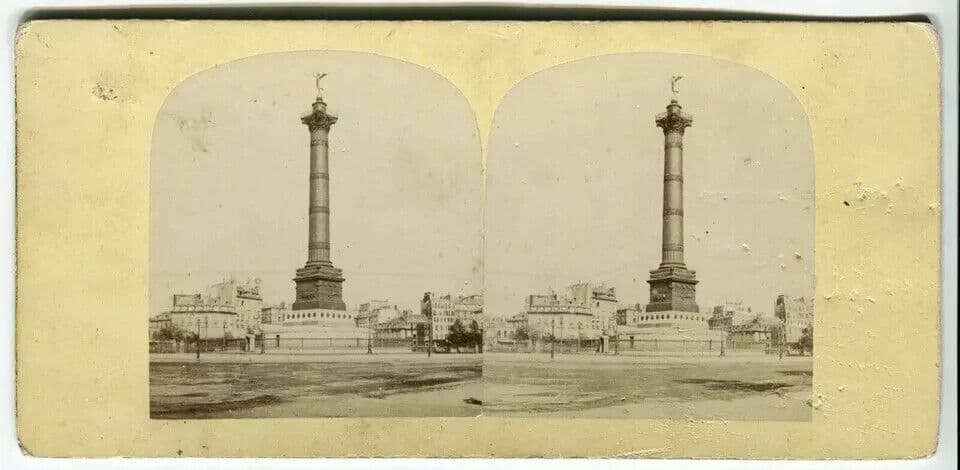 Vintage Stereoview - July Colonne, Place Bastille Paris Albumen c. 1860 image 4