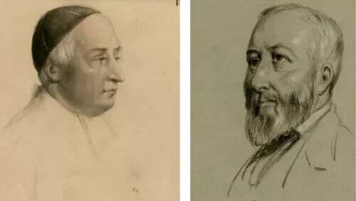 Antique Pencil Original Drawing 19th century Religious Men Portraits image 5