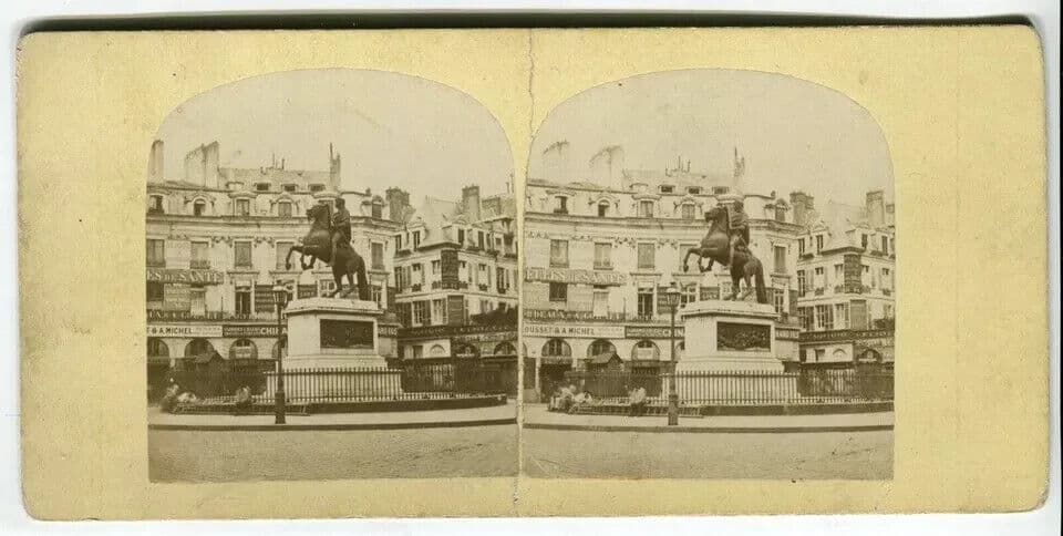 Vintage Stereoview Photograph Place Victoires - Lecocq-Frêné - Albumen 1860 image 4