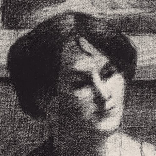 Antique Drawing Charcoal Woman Portrait with Necklace image 3