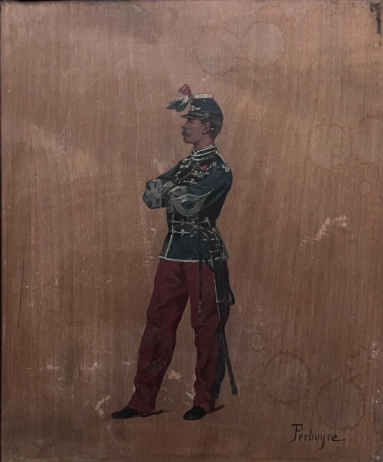 Antique Original Paul PERBOYRE (1851-1929) Military Man Painting image 2