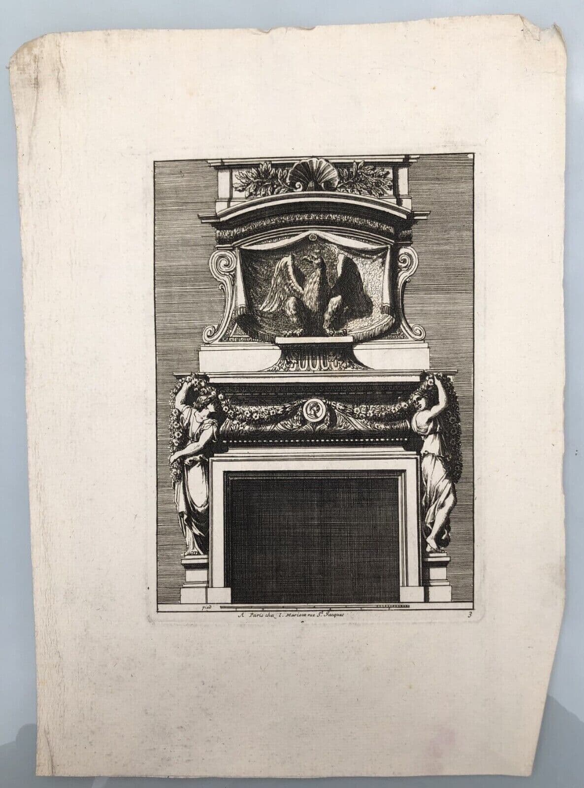 Antique Original Pierre Jean MARIETTE (1694-1774) Doors Fire Places x7 Etching image 2