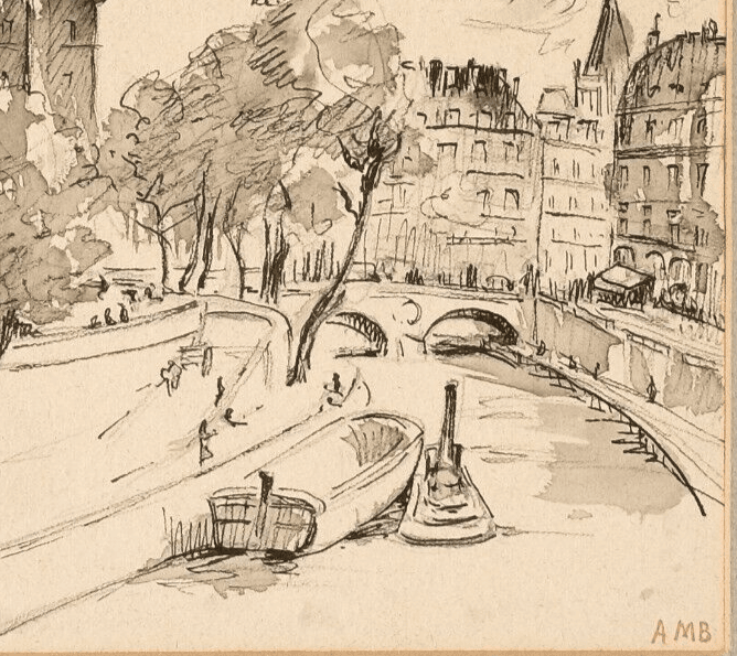 Antique Old Painting signed Averil BURLEIGH (1883-1949) Paris Cityview Landscape image 3