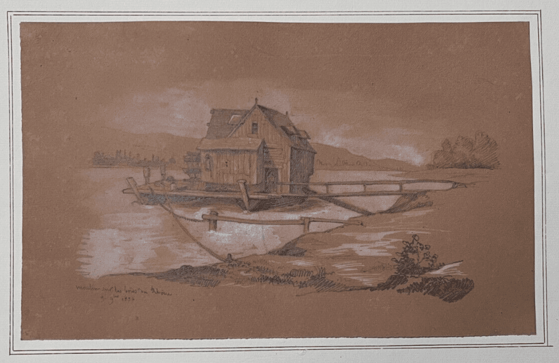 Antique Ink Drawing Original 19th century Mills Landscape 1896 image 5