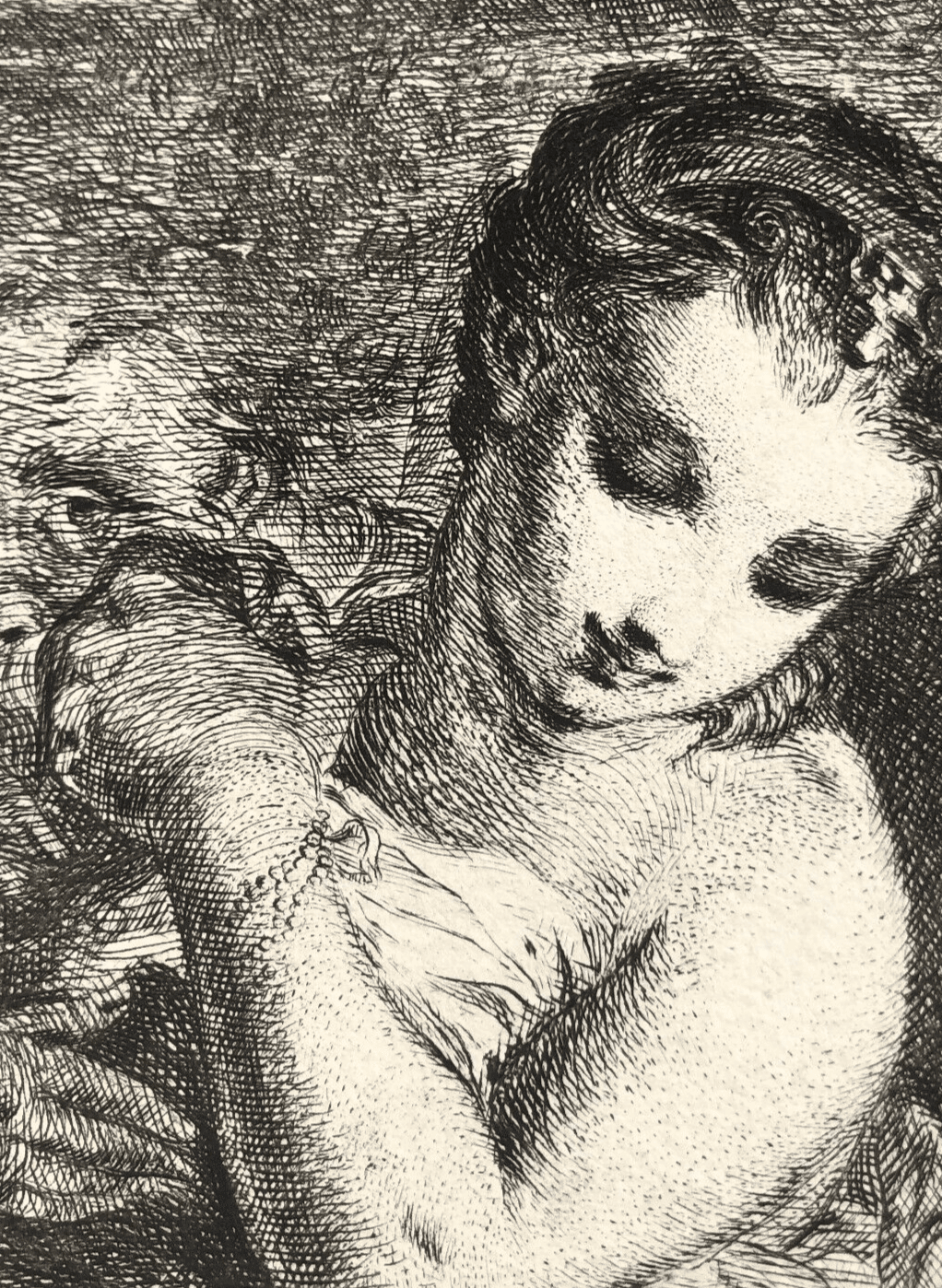 Antique Etching Original Woman, Portrait, Nude, Man, Claude MELLAN (1598-1688)? image 1