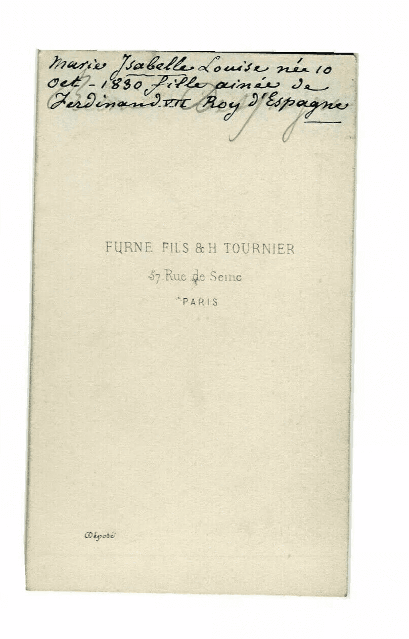 CDV Photographs FURNE - Isabelle II of Spain - María Isabel de Borbon c.1865 image 3