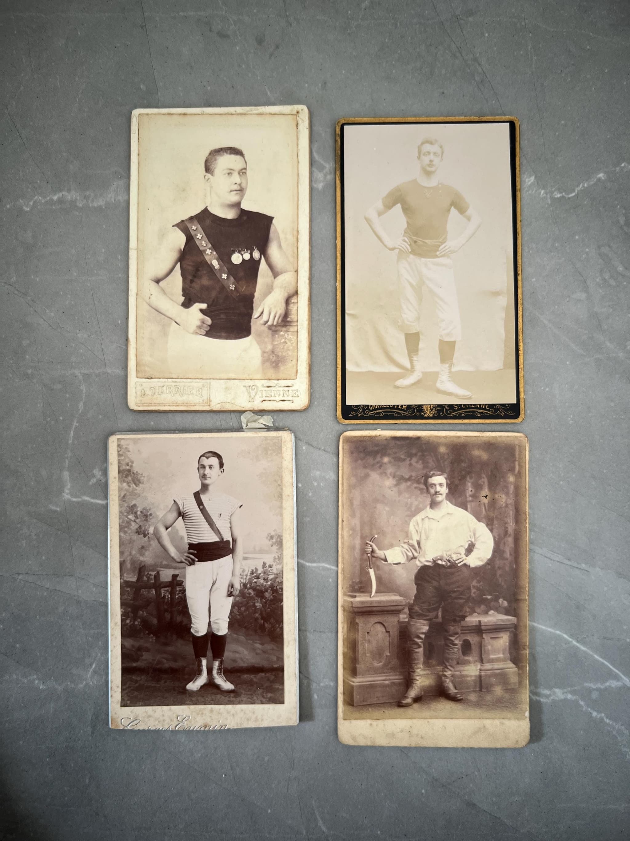 Set of 4 Antique CDV Sportsmen Photos - 19th Century Athletes image 1