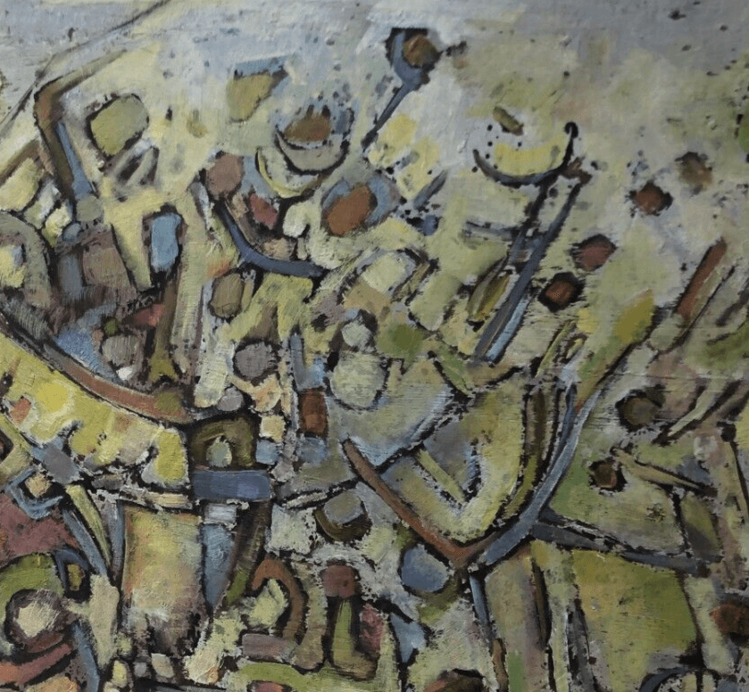 Antique Original Painting Abstraction, Portrait around BISSIÈRE image 6