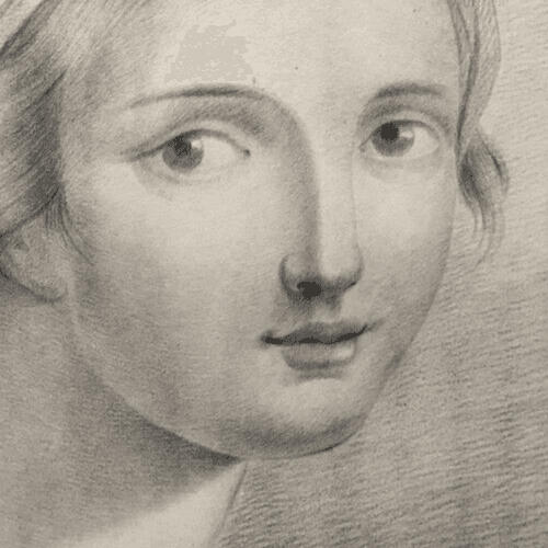 Original Antique Pencil 19th century Drawing Woman Portrait image 3