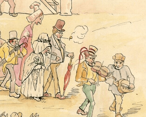 Vintage Drawing Original Marriage Reason, People, Wedding signed image 3
