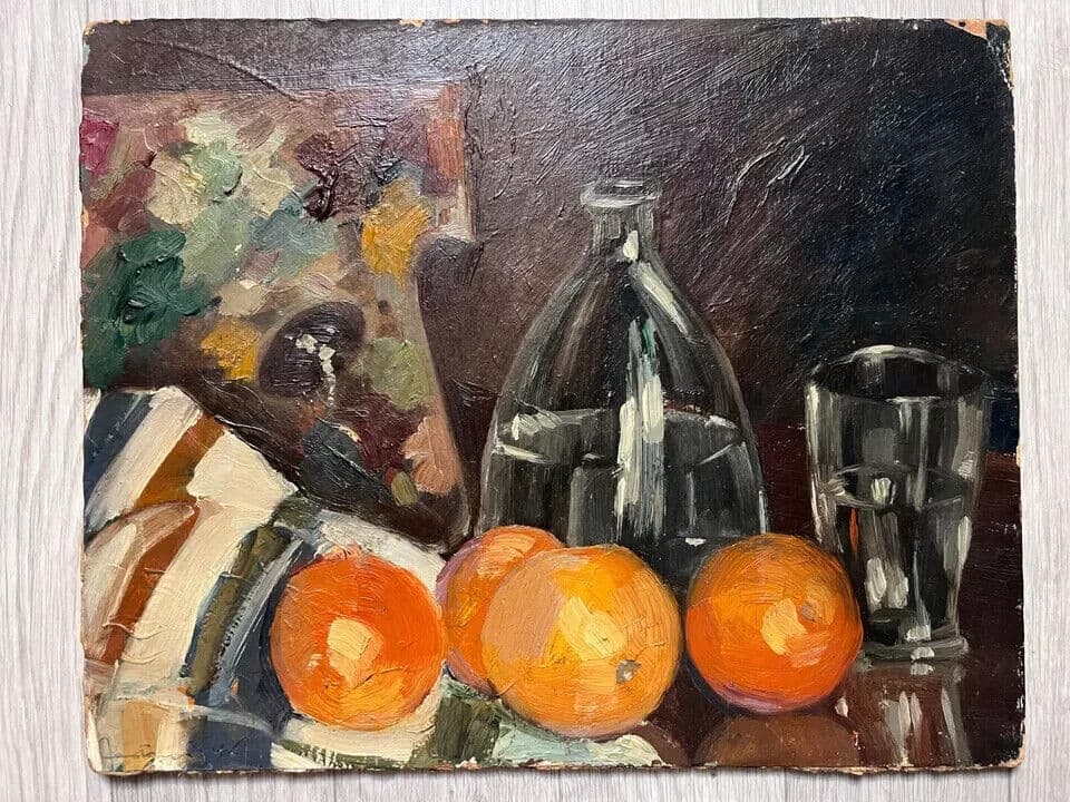 Vintage Painting Original signed Orange, Water Still Life image 2